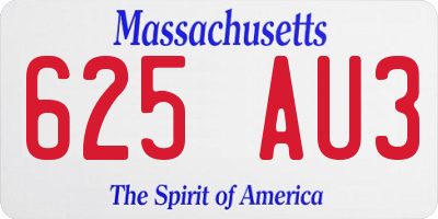 MA license plate 625AU3