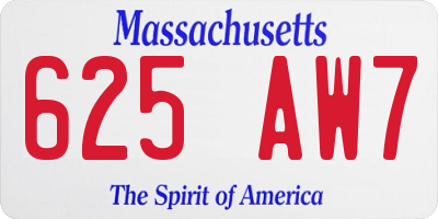 MA license plate 625AW7