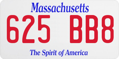 MA license plate 625BB8