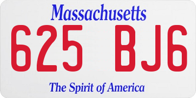 MA license plate 625BJ6