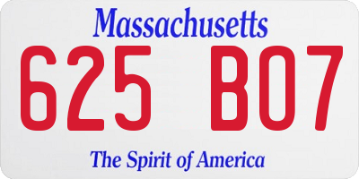 MA license plate 625BO7