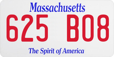 MA license plate 625BO8