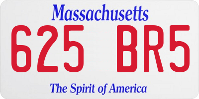 MA license plate 625BR5