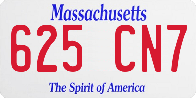 MA license plate 625CN7