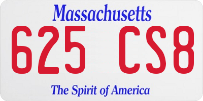 MA license plate 625CS8