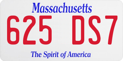 MA license plate 625DS7