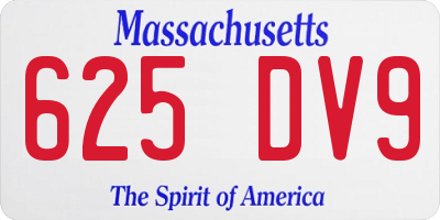 MA license plate 625DV9