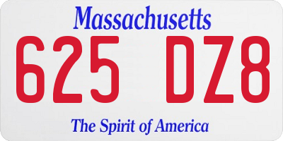 MA license plate 625DZ8
