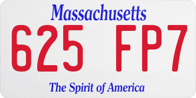 MA license plate 625FP7