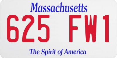 MA license plate 625FW1