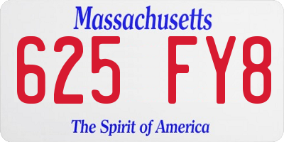 MA license plate 625FY8