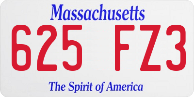 MA license plate 625FZ3
