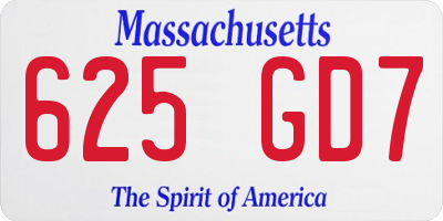 MA license plate 625GD7