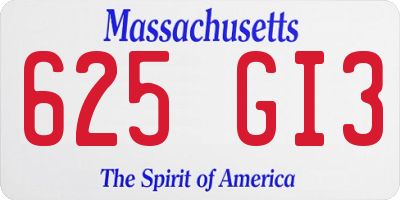 MA license plate 625GI3