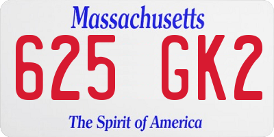 MA license plate 625GK2