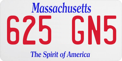 MA license plate 625GN5