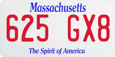 MA license plate 625GX8