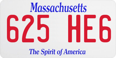 MA license plate 625HE6