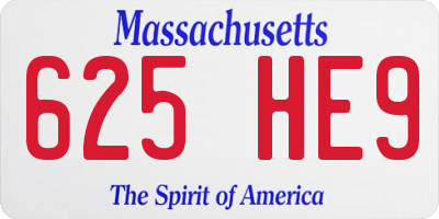 MA license plate 625HE9