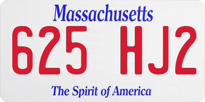 MA license plate 625HJ2