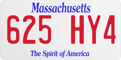 MA license plate 625HY4