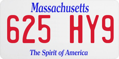 MA license plate 625HY9