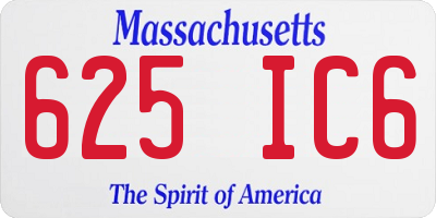 MA license plate 625IC6