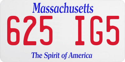 MA license plate 625IG5