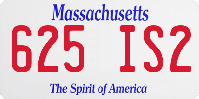 MA license plate 625IS2