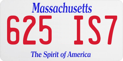 MA license plate 625IS7