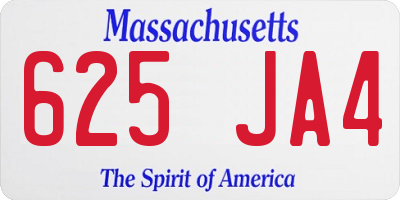 MA license plate 625JA4
