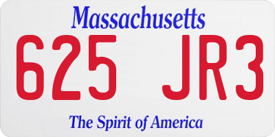MA license plate 625JR3