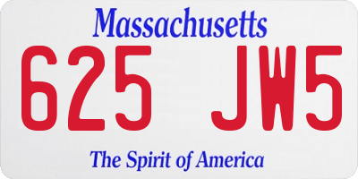 MA license plate 625JW5