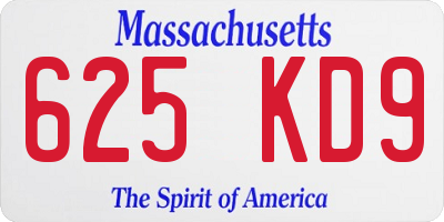 MA license plate 625KD9