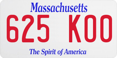 MA license plate 625KO0