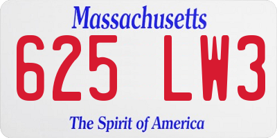 MA license plate 625LW3