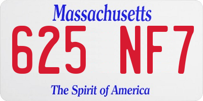 MA license plate 625NF7