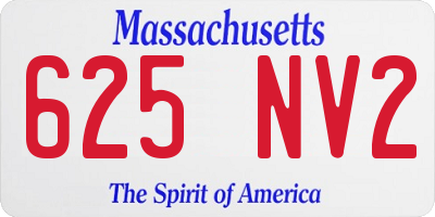 MA license plate 625NV2