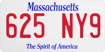 MA license plate 625NY9