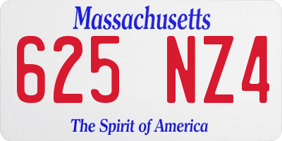MA license plate 625NZ4