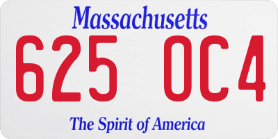 MA license plate 625OC4