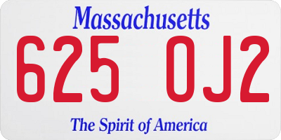 MA license plate 625OJ2