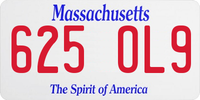 MA license plate 625OL9