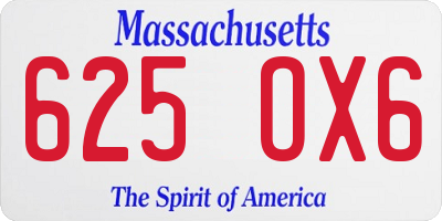 MA license plate 625OX6