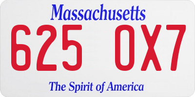 MA license plate 625OX7
