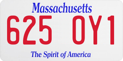 MA license plate 625OY1
