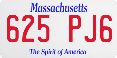 MA license plate 625PJ6
