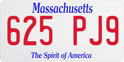 MA license plate 625PJ9