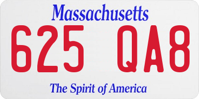 MA license plate 625QA8