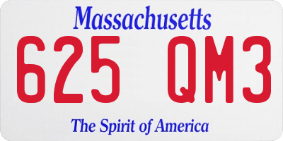 MA license plate 625QM3